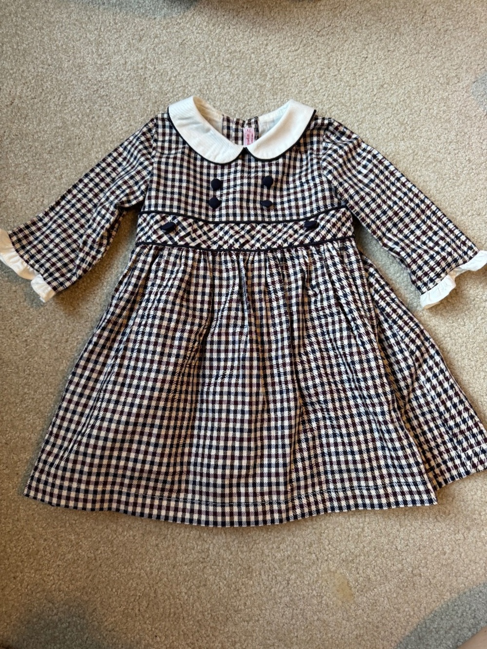 La Coqueta Burgundy Check Dress size 2y